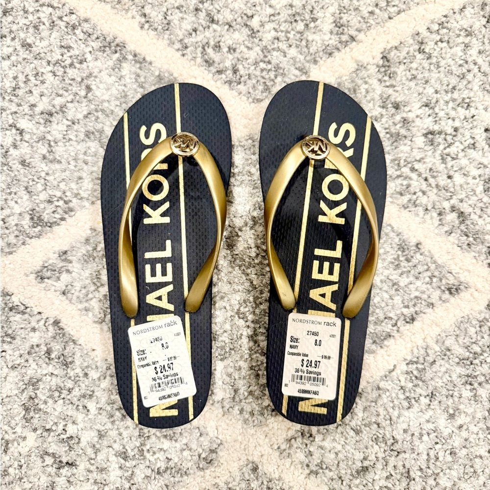 Michael Kors Navy and Gold Sandals